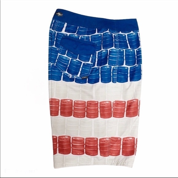 O’Neill Keg Leg Red White & Blue Board Shorts NWT Size 30” - Picture 3 of 11